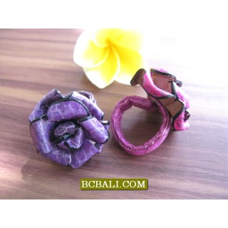 Leather Rings Flowers Designs Accessories For Women